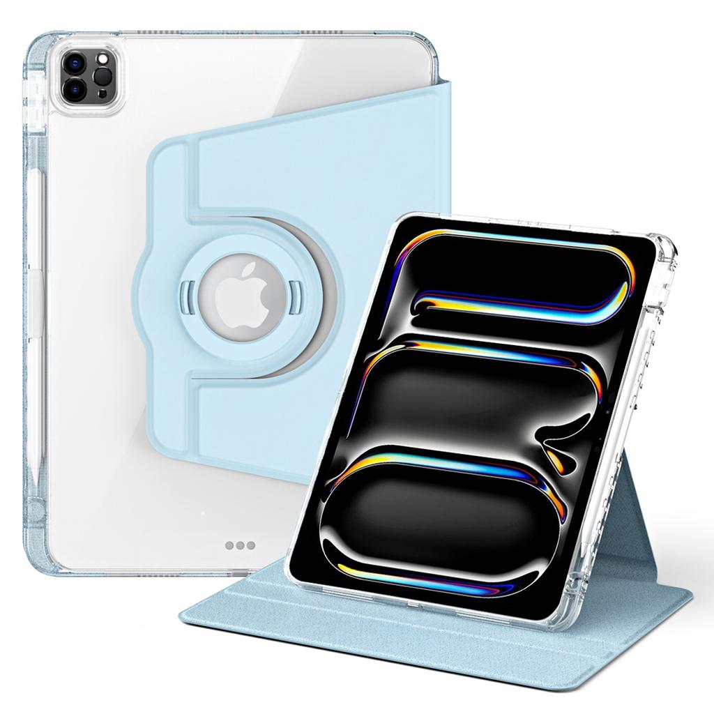 For iPad Pro 13 (2025)/13 (2024) Case Stand Leather+ Clear Acrylic Detachable Tablet Cover