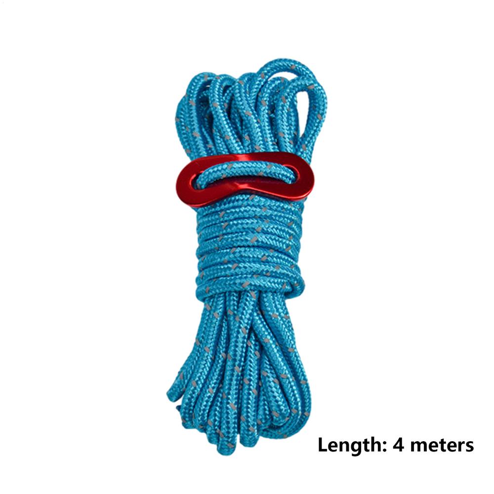 4M Outdoor Tent Cord Reflective Paracord Tent Rope Lightweight Camping Rope With Guylines Adjuster Tensioner Pouch For Tent Tarp