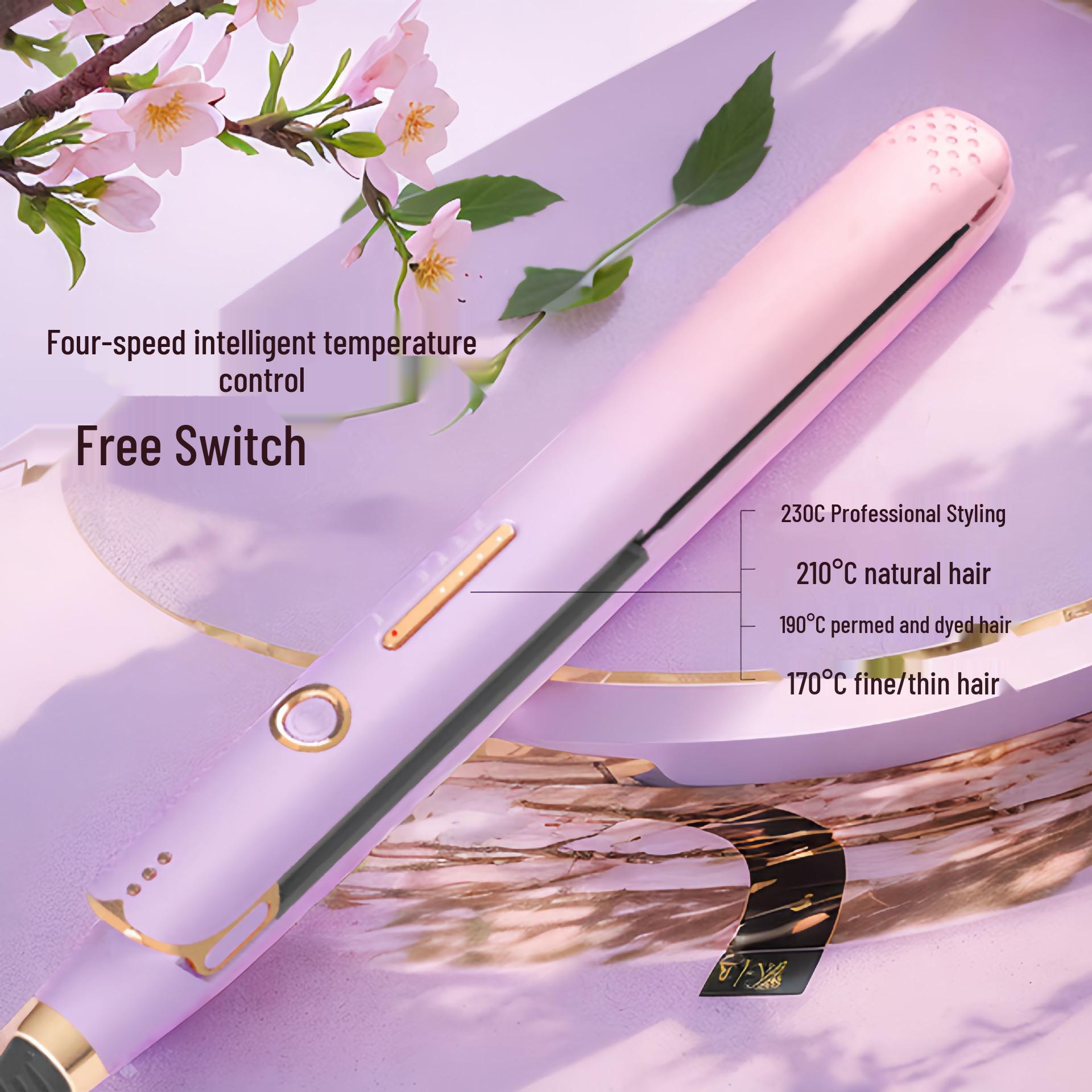 Двухфункциональный выпрямитель и плойка для волос с защитой от ожогов и отрицательными ионами Pink-Purple Gradient