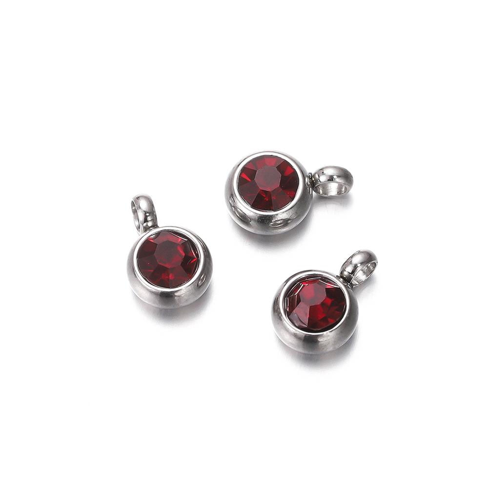 

10Pcs/Pack 6mm Stainless Steel Birthstones Crystal Beads Charms Pendants for Necklace Bracelet Jewelry Making Accessories 10pcs