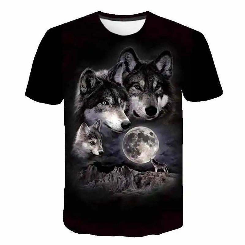 Maglietta Bambini Ragazzi Stampa 3D Animale Lupo Manica Corta Top Estivi Casual dai 2 agli 8 Anni Vestiti per Bambini T-Shirt Bambina