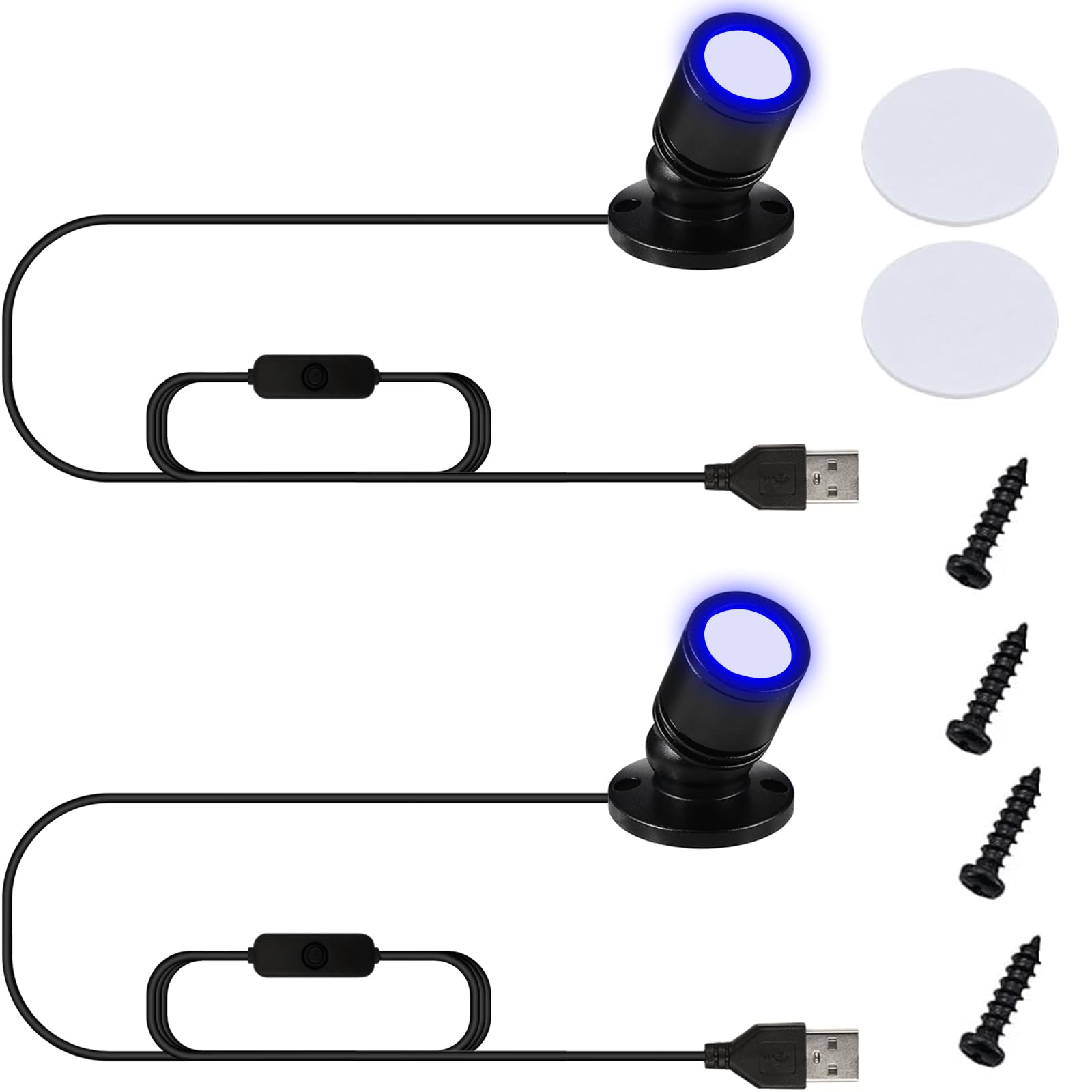 

tledtech LED Mini Compact LED Cabinet Lights for Figurine and Jewelry Aluminum Alloy USB 1W Power Intermediate Adjustable Easy Tape Power 6 Light