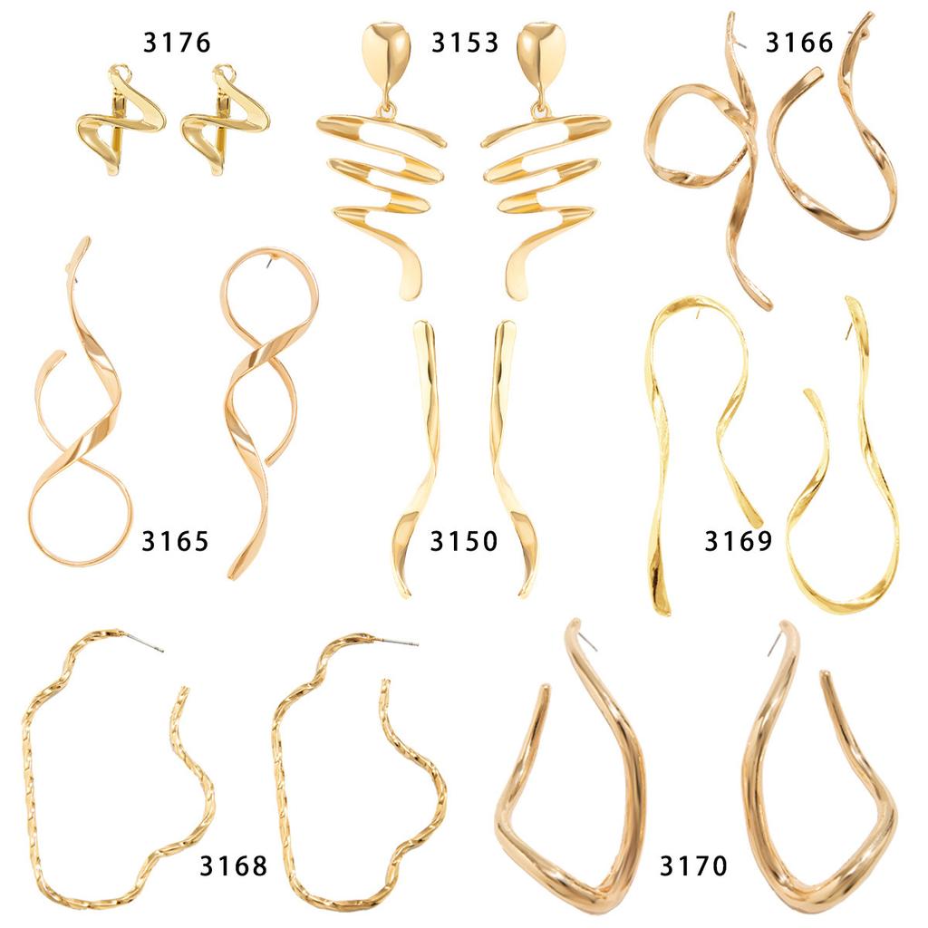 Design Sense Irregular Twisted Earrings Earrings Women'S Geometry Cold Wind Metal Liquid Stud Earrings