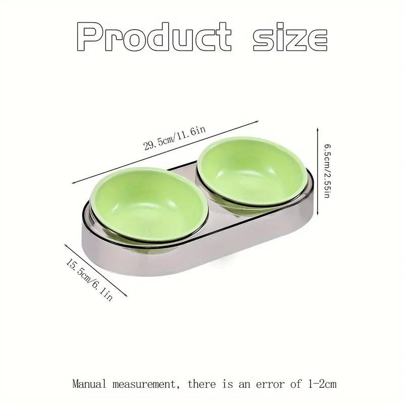 1pcs Elevated Dual Bowl Feeder for Cats & Small Dogs- Durable Plastic Raised Pet Feeding Station with Non-Slip Stand,Easy Feed