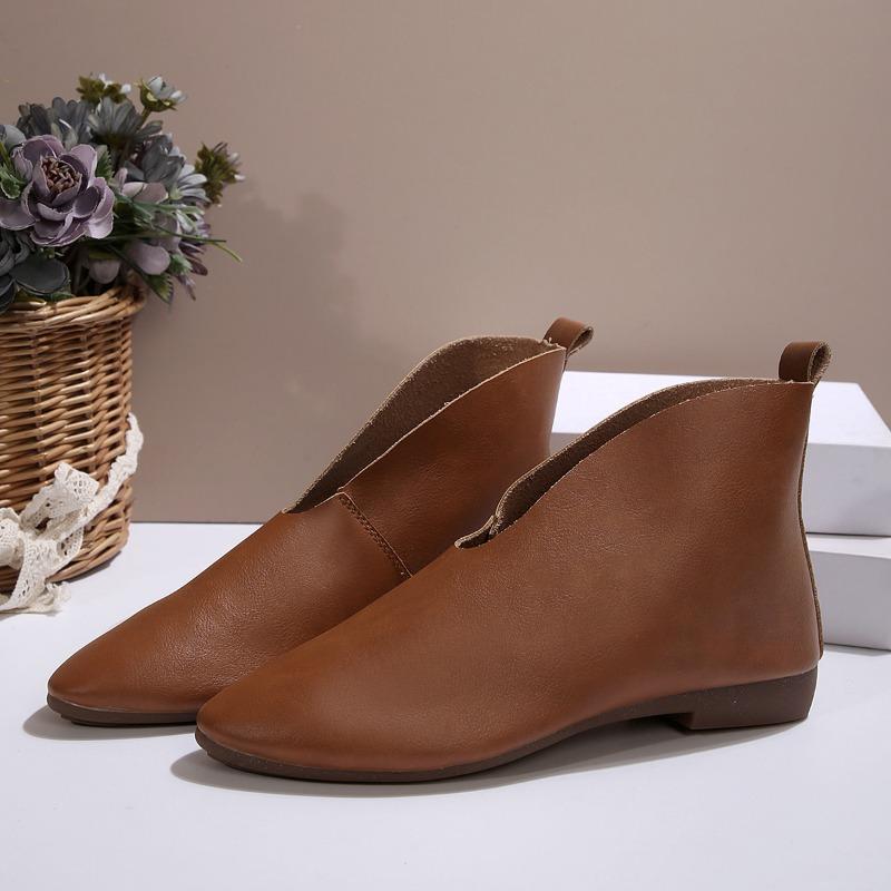 Outdoor Shoes Women 2024 High Quality Ankle Women's Boots Concise Modern Boots Women Low Heel Slip On Plus Size Shoes Female