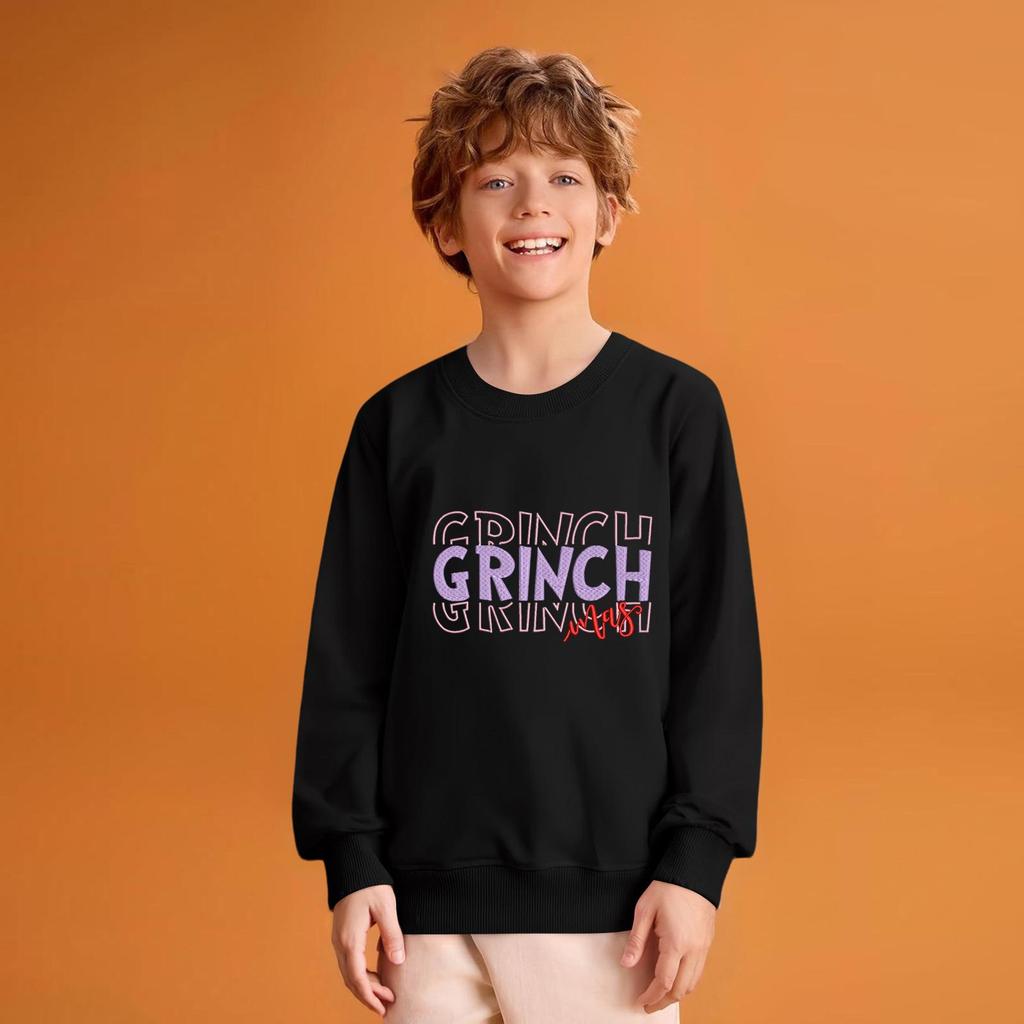 Kids' Fashion Loose-Fit Casual Long-Sleeve Christmas Print Oversized Crewneck Sweatshirt