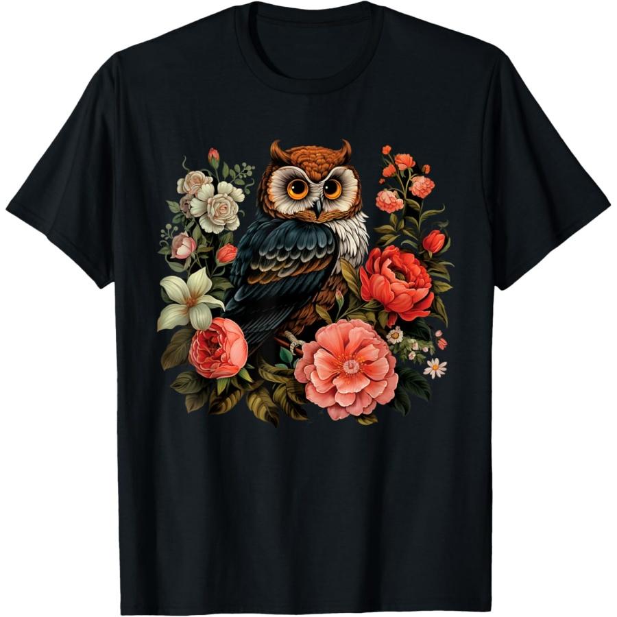 

Cottagecore Cute Owl Floral Aesthetic Girls Women T-Shirt XXXXXL