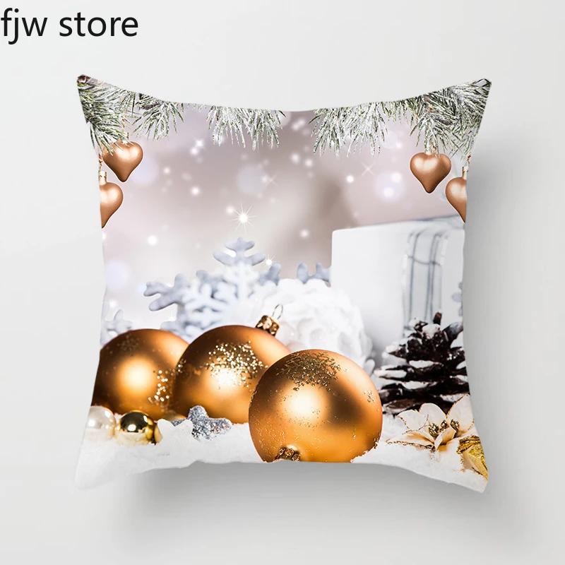 Christmas New Year Decoration Pillowcase  Ball Pendant Printed Throw Pillow Cover Sofa Cushion  Home