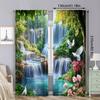 Set Of 2 Beautiful Forest Waterfall Landscape Curtain Vivid Nature Suitable Bedroom Bathroom Living Room Dining Polyester Ideal For