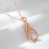 Full Inlay Hollow Water Drop White Zircon Smooth Pendant Necklace for Women Gold Color Wave Chain Light Luxury Jewelry