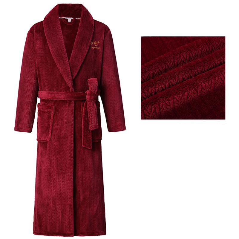 Herren Bademantel Winter Flanell Lang Robe Paar Verdickte Warme Nachtwäsche Plus Size Nachthemd Damen Lose Homewear
