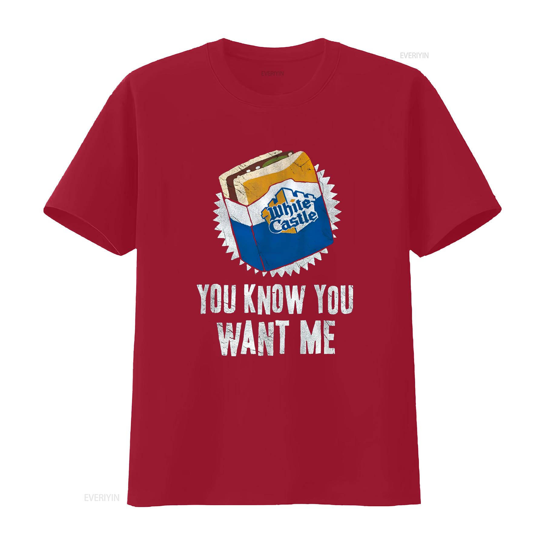 White Castle You Know Want Me T Shirt vintage Washed graphic designer clothes Slightly Top For Everyday Wear fashion Casual S