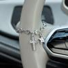 Vintage Cross Star Car Hanging Ornament Transparent Beaded Rearview Mirror Pendant
