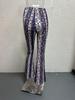 2025 Spring/Summer European-American Style Elastic Micro-Flare Printed Casual Pants