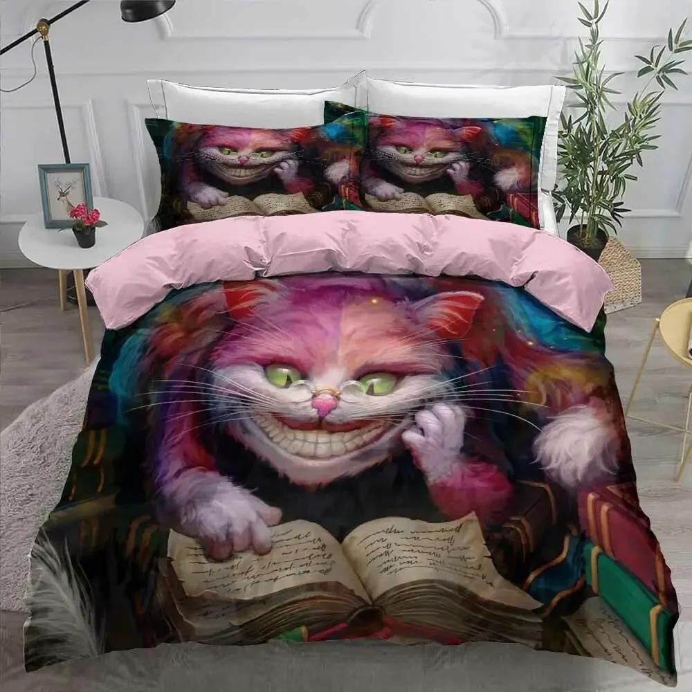 3D Printed Cheshire Cat Bedding Set Duvet Cover Bedroom Comforter Covers Single Twin King Size Quilt Cover Home Textile 2/3Pcs