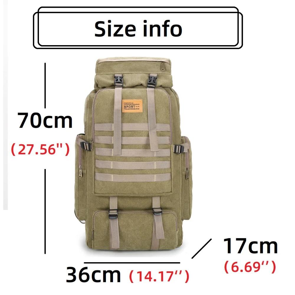 80L  Tactical Canvas Backpacks Large Backpack Outdoors Hiking Camping Travel Bags Fishing Rod Bag