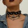 Punk style cross choker collar exaggerated personality tassel PU necklace sweet cool babes accessories