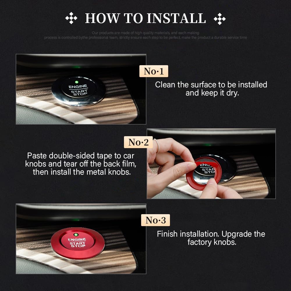LECART Red Start Button Cover Sticker Fit for Ford Explorer ST XLT Limited Platinum 2024     Auto Interior Accessories Keyless Ignition Decoration