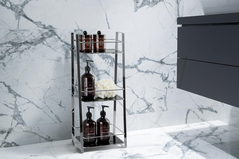 AWD INTERIOR 2013 Black Marble Bookcase with 3 Shelves