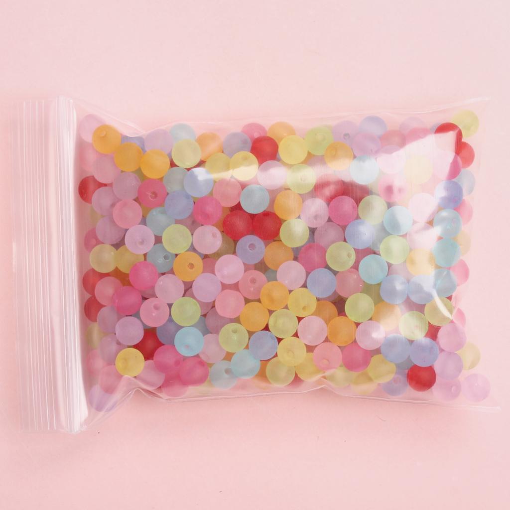 Creative Acrylic DIY Frosting Beads Colorful Semi Transparent Color 80Pcs 6mm Round Crafts for Jewelry Making