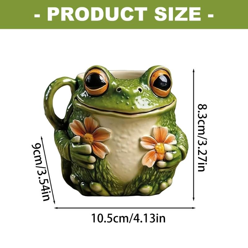 Taza de Porcelana con Temática de Ranas y Flores Taza Térmica para Beber con Asa Perfecta Para Decoración del Hogar