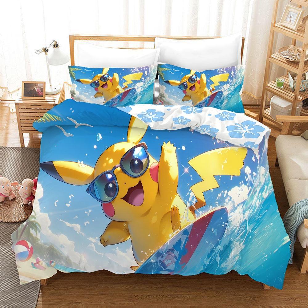 Duvet Cover Pillowcase Bedding Set Cartoon Pokemonzd Kawaii Adult Boy Girl Bedroom Decoration Children Single Double Large Size