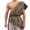 Men Vikinges Vest Medieval Faux Furs Waistcoat Coat Outwear Warriour Renaissances LARP Cosplay Costume for Halloween