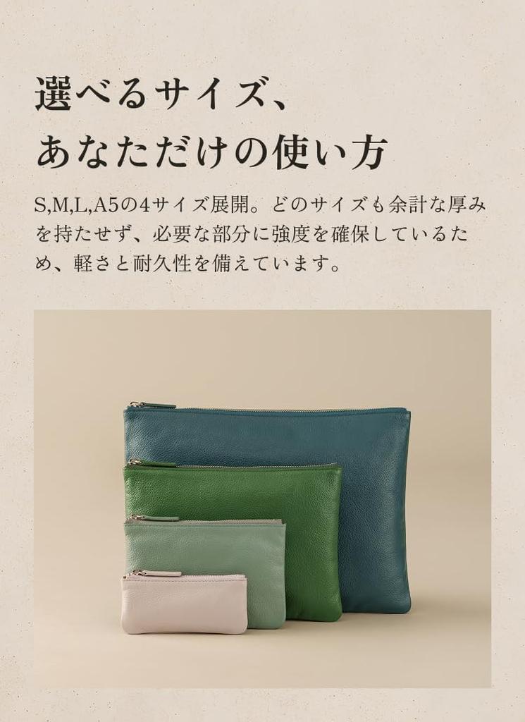 [LIB] A5-Flache Tasche, Wasserabweisendes Originalleder, Echtes Rindsleder, Unisex, Groß, Ohne Bodenfalte, YKK Reißverschluss (Schwarzes Loch)