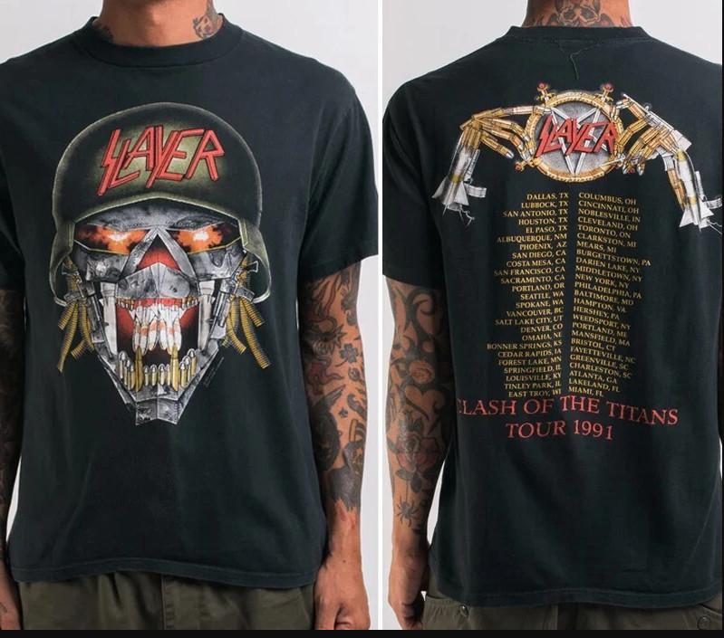 Vintage 1991 Slayer Clash Of Titans Concert Tour Tshirt size S5XL Unisex T-Shirt XXXXL