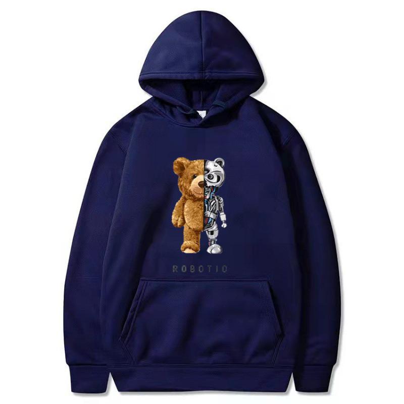 Men's Violent Bear Print Hoodie - Trendy European Fashion Pullover