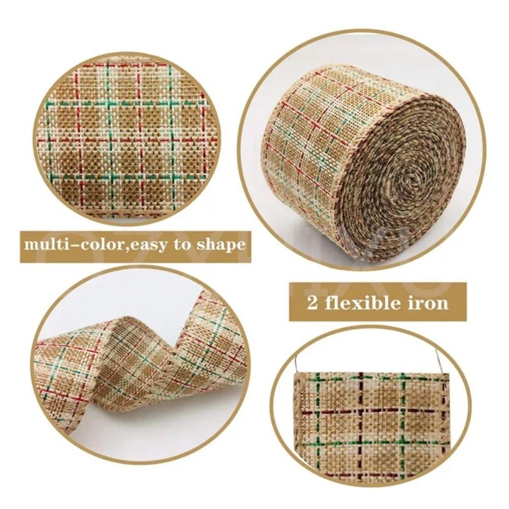 Imitation Linen Linen Ribbon Red Black Lattice Lattice Ribbon Christmas Plaid Ribbon  Gift Wrapping