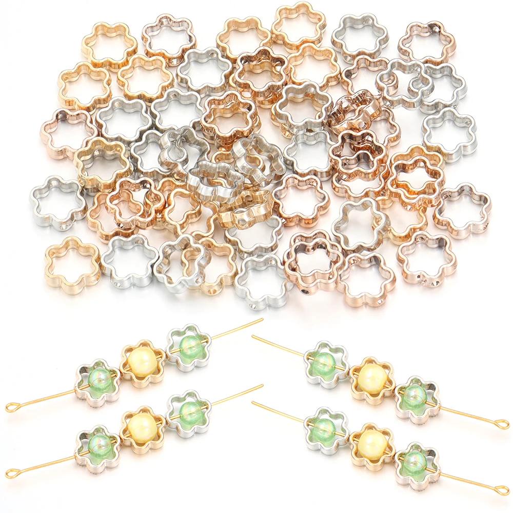 100 Stück 5 Stile Hohlrahmen Umwickelte Perlen CCB Mehrform Perlenverbinderringe für Schmuckherstellung DIY Armband Halskette Zubehör