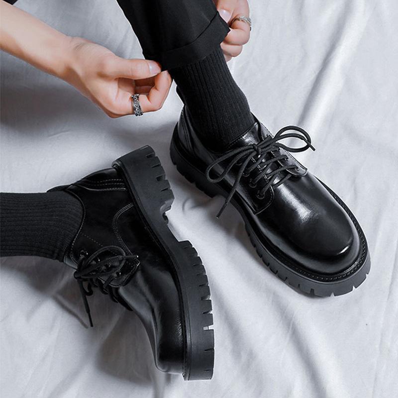 

Plus Size 47 Dress Shoes Mens Brogues Black Business Office Party Shoes Thick Sole Brand Male Footwear 39 чорний