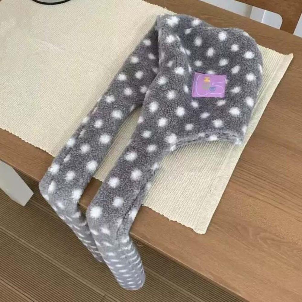 Integrated Design Hooded Scarf Hat Soft Fluffy Fleece Hooded Scarf Plush Balaclava Cap  Cute Girls