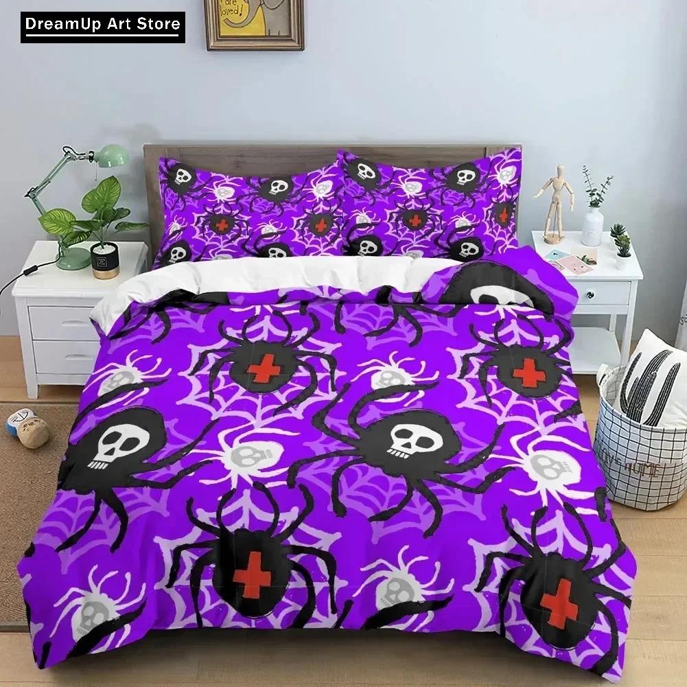 3D Skull Halloween Bats Skull Bedding Set Cute Quilt Cover Bed Cover With Pillowcase Twin Single Queen King Size Boys Adult Home