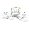 Porcelain Tea Set, British Floral Teapot with Tea Cups, Women Tea Party Set for 6