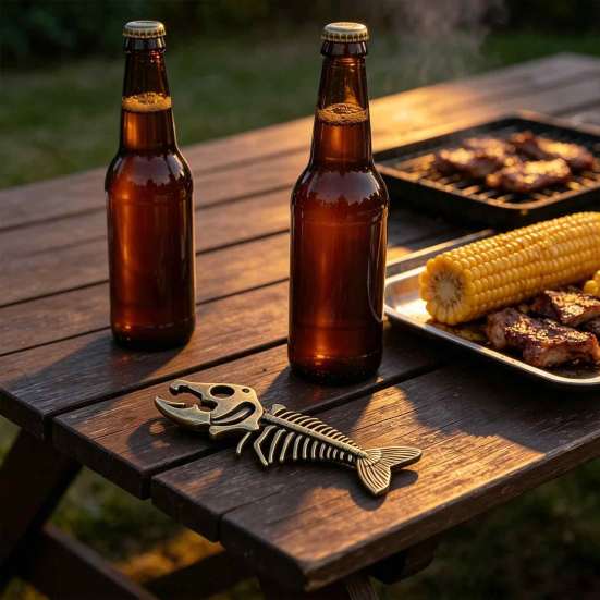 Artistic Skeleton Style Opener Vintage Fish Bone Bottle Opener, Heavy Duty Beer Cap Rustic Remover, Professional Kitchen Gadget for Home Bar