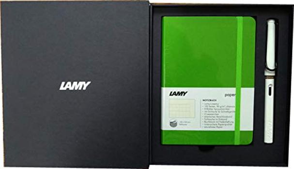 

Подарок на новый школьный праздник LAMY Pen Paver Подарочный набор Safari Fountain Pen F Fine Point Black S Box Included & (Двойное использование) [Белый зажим/Зеленый примечание]