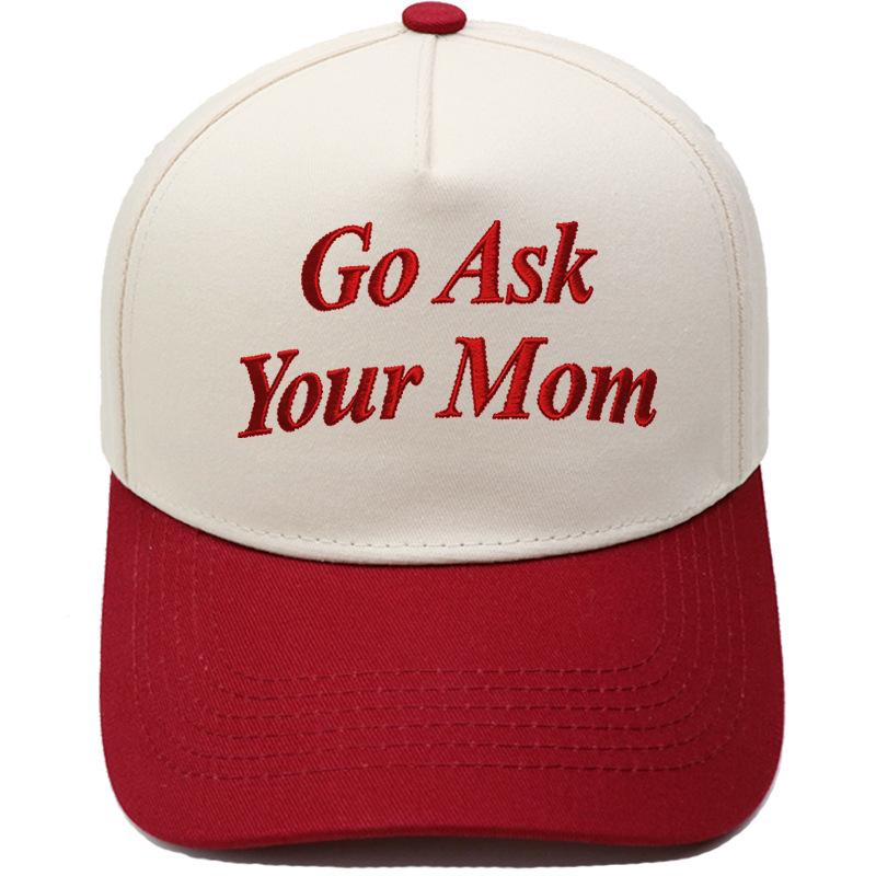 Go Ask Your Mom Embroidery Truck Driver Baseball Cap Color Matching Fun Men's and Women's Casual Sun Hats