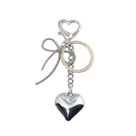 Heart Shape Bow Tie Keychain Pendant Lightweight Bag Charm Suitcase Backpack Wallet Keyring Fashion Accessory