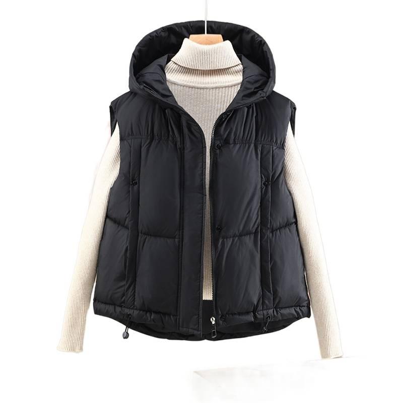 Autumn and winter new women's hooded down jacket vest short fashion thickened stacked thermal vest