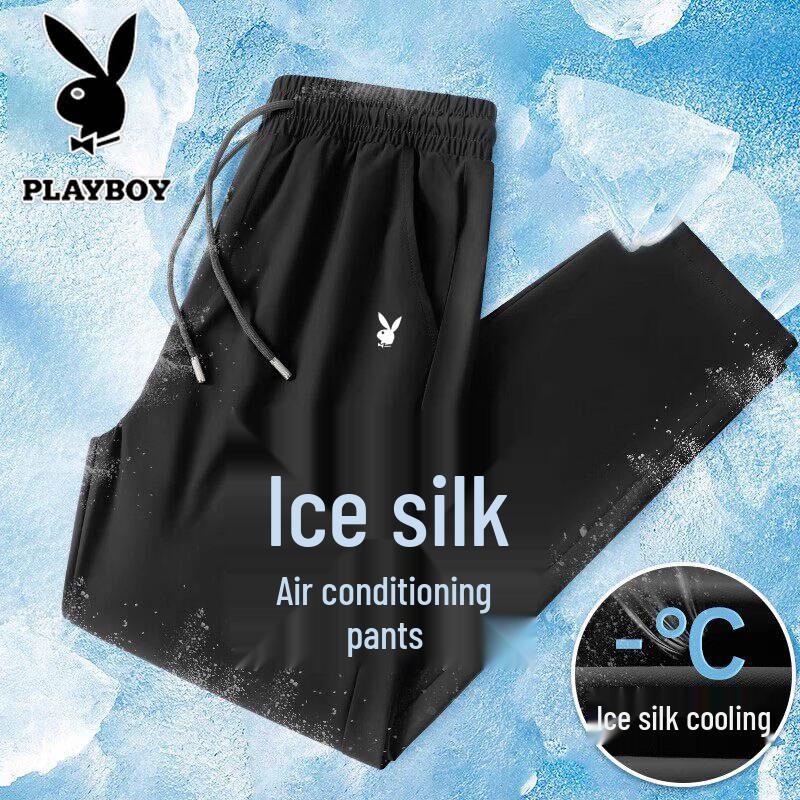 Playboy Men s Ice Silk Straight-Leg Casual Pants 3XL