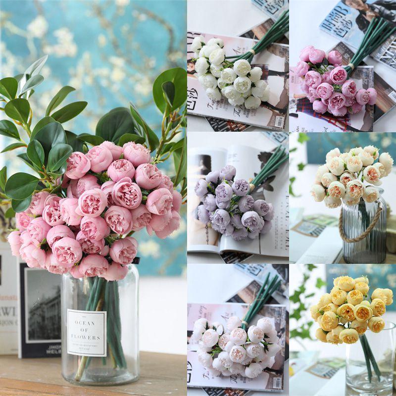 Stunning High Realistic 21-head Peony Tea Rose Silk Flowers For Home Decor