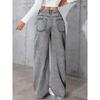 Pantaloni Casual da Donna 2026 a Vita Alta Gamba Dritta Monocolore Jeans Versatili