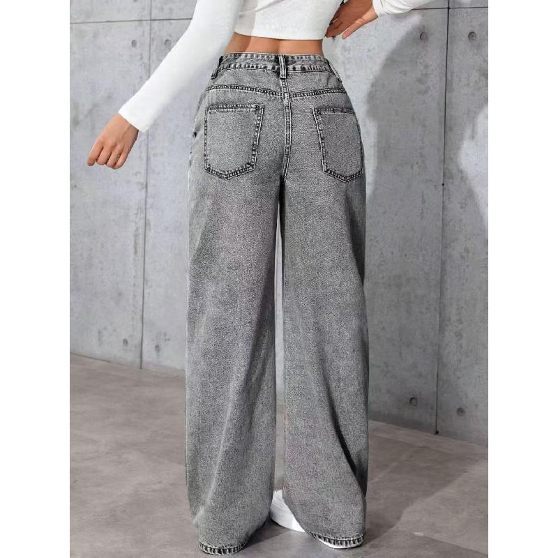 Pantaloni Casual da Donna 2026 a Vita Alta Gamba Dritta Monocolore Jeans Versatili