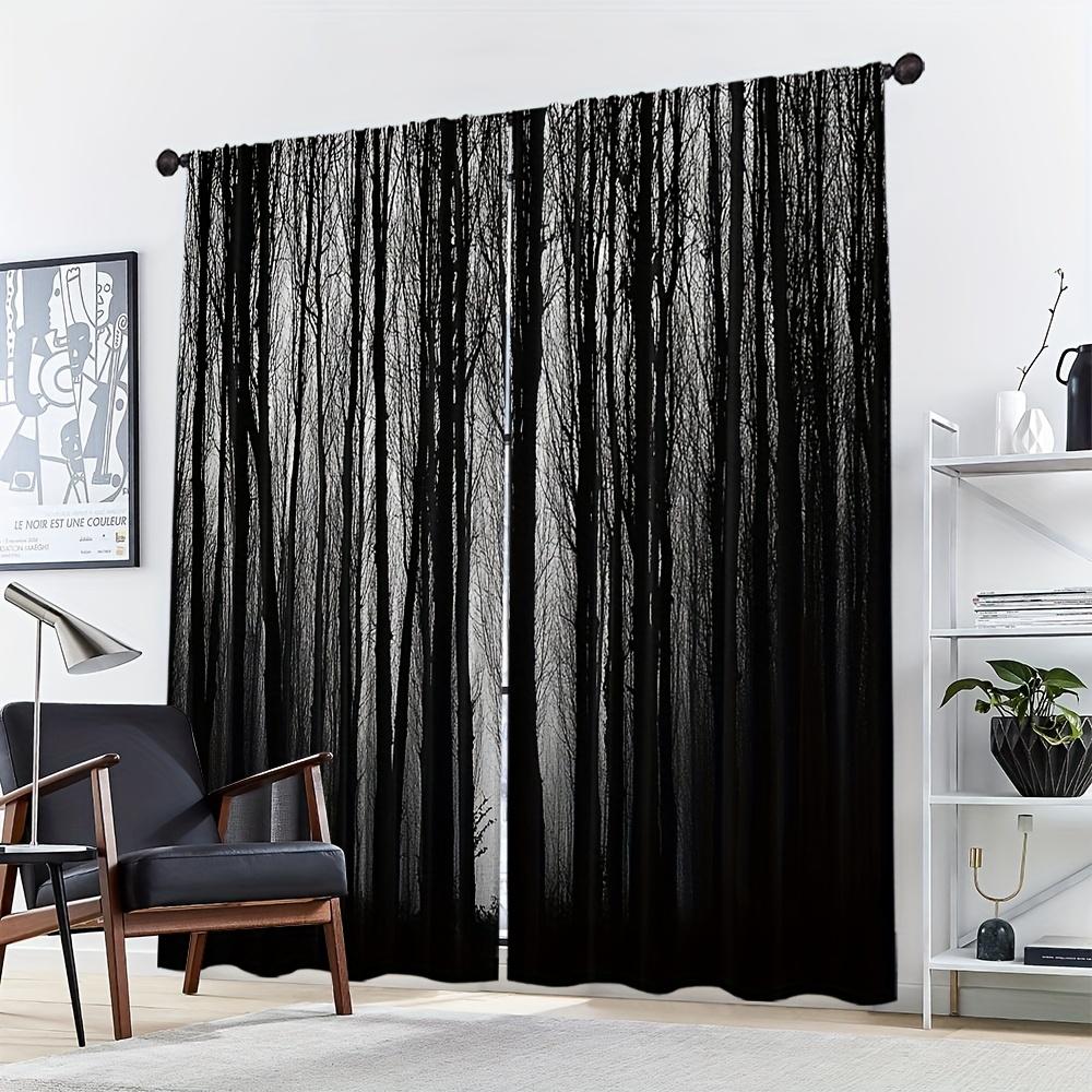 Gothic Black Forest Pine Curtains Polyester Pocket Rod Top Bedroom More Curtain Sheer Ideal For Sleeping Area