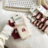 2024 Autumn/Winter Sporty Red Angora Bow Embroidered Mid-Calf Women's Socks
