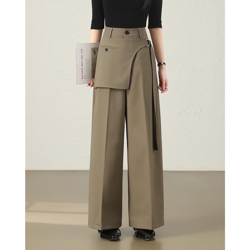 TERRE BLEUE Women's Casual Wide-Leg Suit Pants