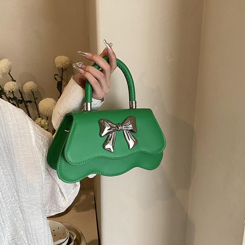 Fashionable Bowknot Small Square Tote Bag For Women Cute Shoulder Crossbody Purse