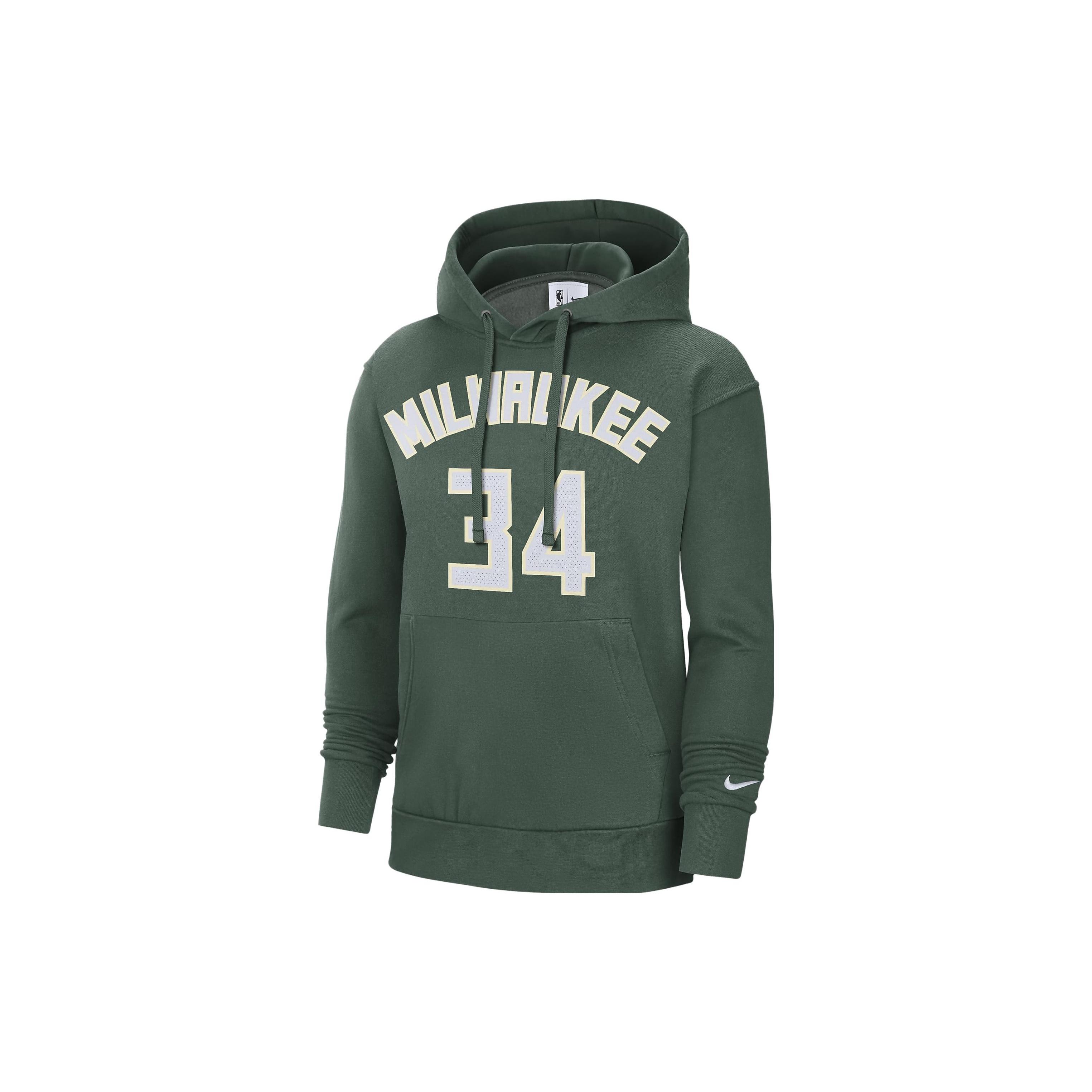 Nike x NBA Milwaukee Bucks Essential Pullover Fleece Hoodie Giannis Antetokounmpo 34 Men s DB1184-323 L